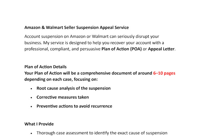 write unique walmart amazon plan of action appeal for suspended seller account
